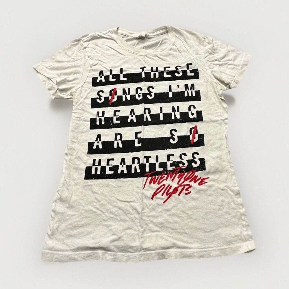 Twenty One Pilots Graphic White Black Red Women’s M Baby Doll Short Sleeve Tee